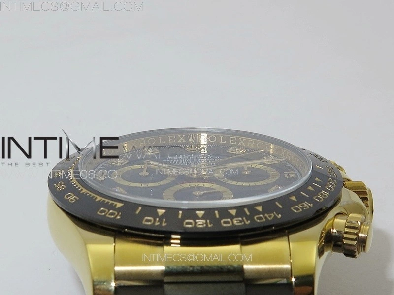 Daytona 116518LN YG APSF Best Edition Black Dial Crystals Markers On Rubber Strap Slim A7750