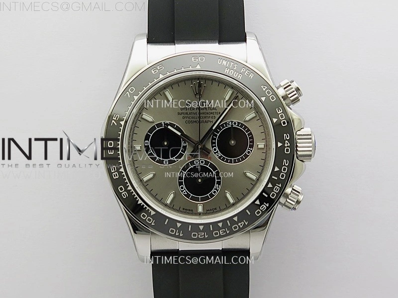 Daytona 126519 904L SS ESF 1:1 Best Edition Gray Dial Stick Markers on Rubber Strap A4131 Mod
