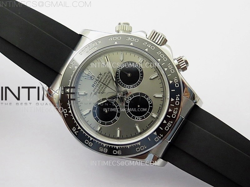 Daytona 126519 904L SS ESF 1:1 Best Edition Gray Dial Stick Markers on Rubber Strap A4131 Mod