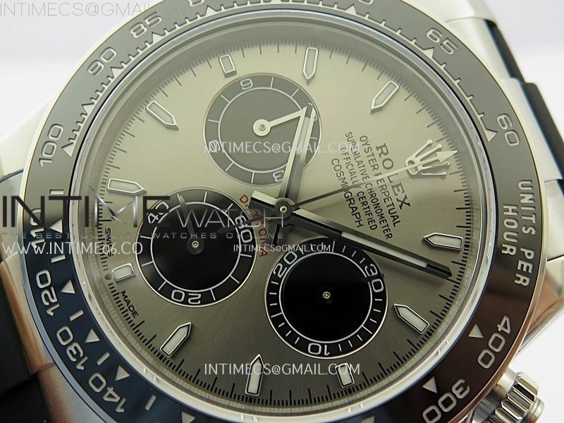 Daytona 126519 904L SS ESF 1:1 Best Edition Gray Dial Stick Markers on Rubber Strap A4131 Mod