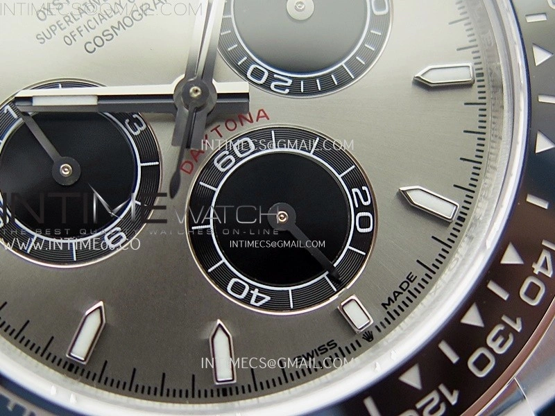 Daytona 126519 904L SS ESF 1:1 Best Edition Gray Dial Stick Markers on Rubber Strap A4131 Mod
