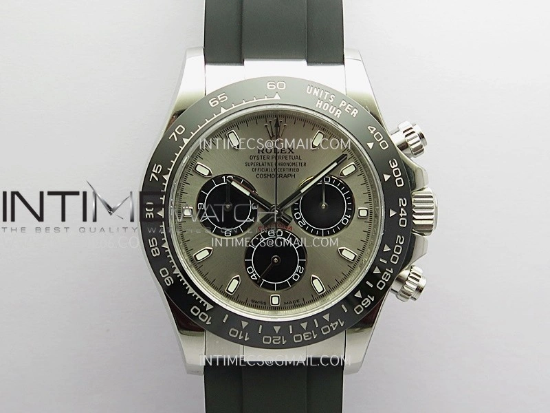 Daytona 116519 904L SS UFO 1:1 Best Edition Gray Dial On Black Oysterflex Rubber Strap UF4130