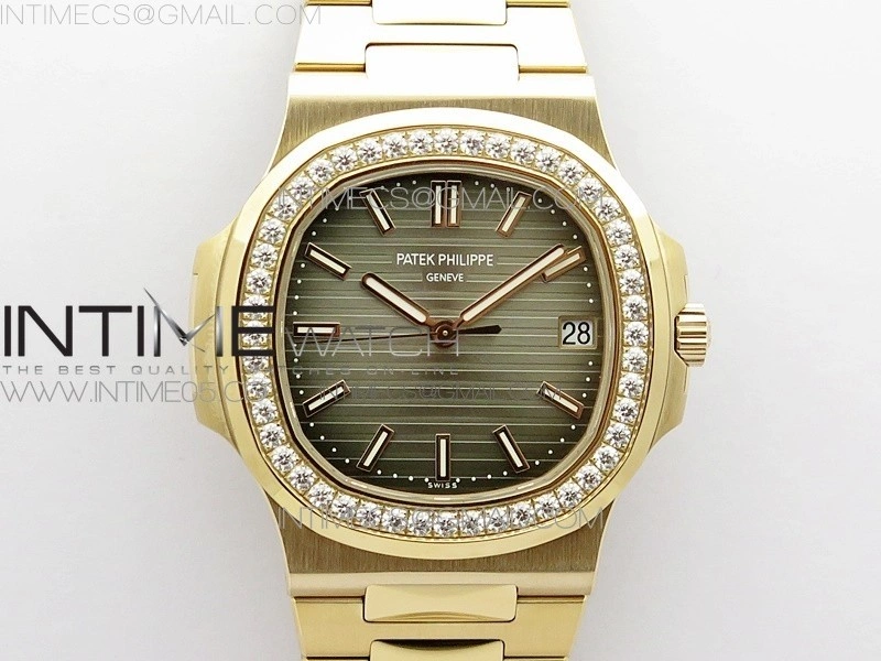 Nautilus 5711 1R Crystal Bezel PPF V4 1:1 Best Edition Brown Textured Dial on RG Bracelet 324CS