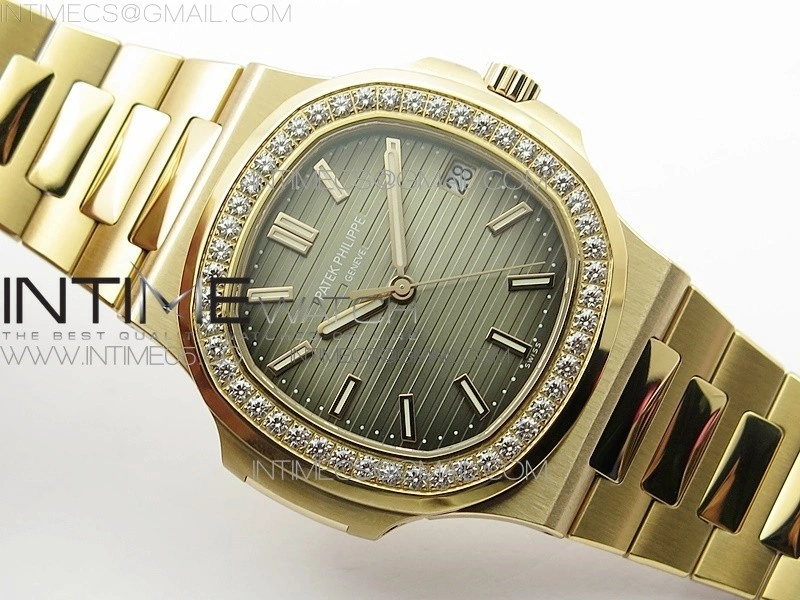 Nautilus 5711 1R Crystal Bezel PPF V4 1:1 Best Edition Brown Textured Dial on RG Bracelet 324CS