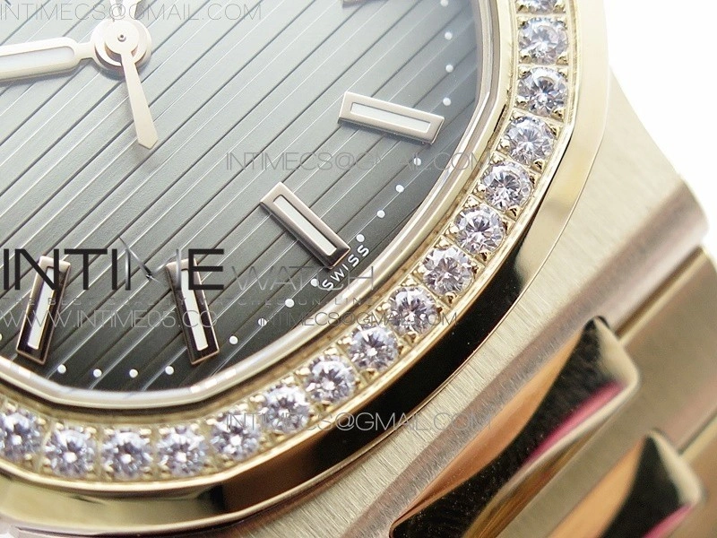 Nautilus 5711 1R Crystal Bezel PPF V4 1:1 Best Edition Brown Textured Dial on RG Bracelet 324CS