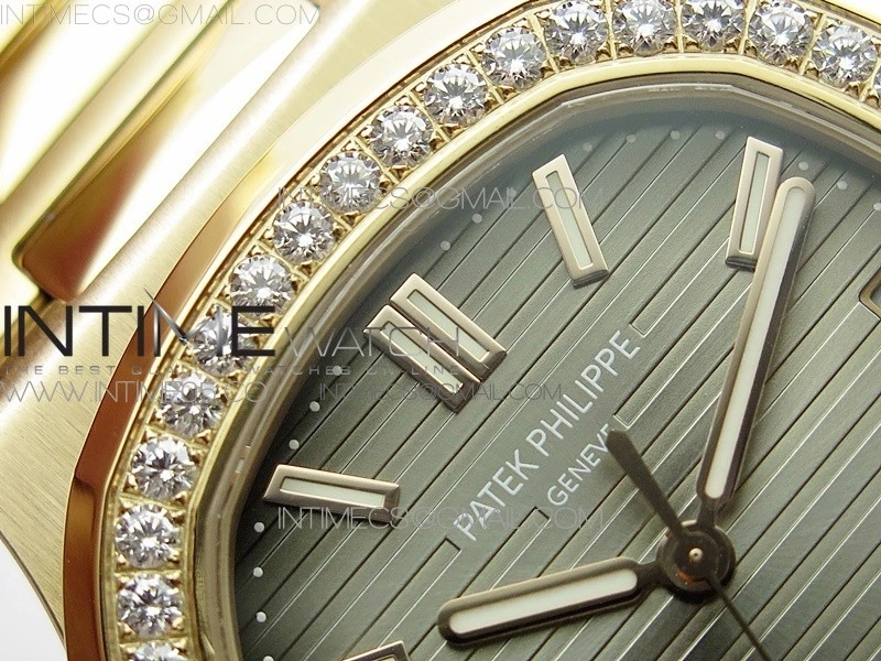 Nautilus 5711 1R Crystal Bezel PPF V4 1:1 Best Edition Brown Textured Dial on RG Bracelet 324CS