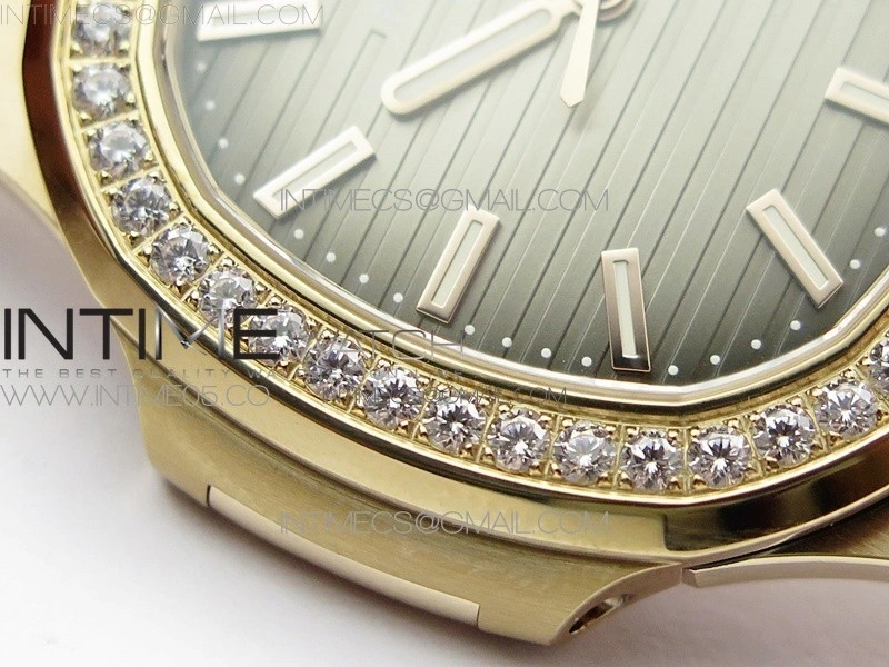 Nautilus 5711 1R Crystal Bezel PPF V4 1:1 Best Edition Brown Textured Dial on RG Bracelet 324CS