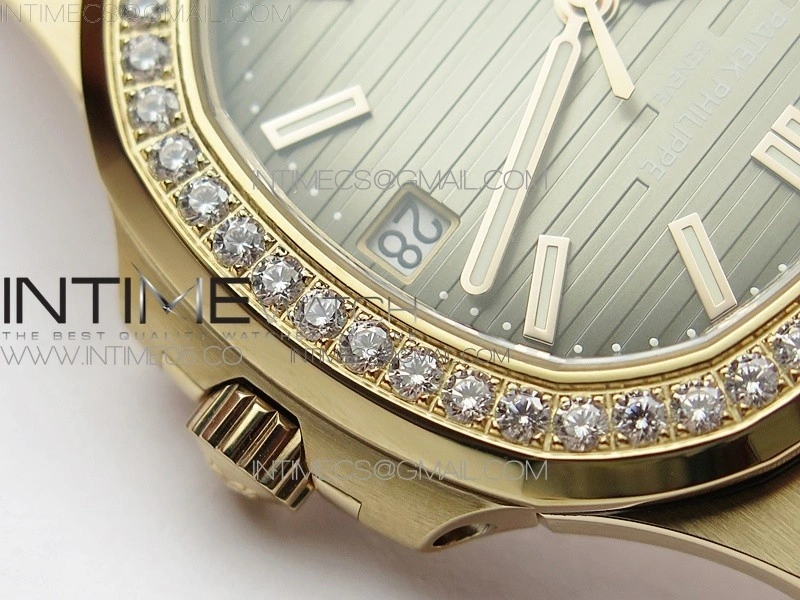 Nautilus 5711 1R Crystal Bezel PPF V4 1:1 Best Edition Brown Textured Dial on RG Bracelet 324CS