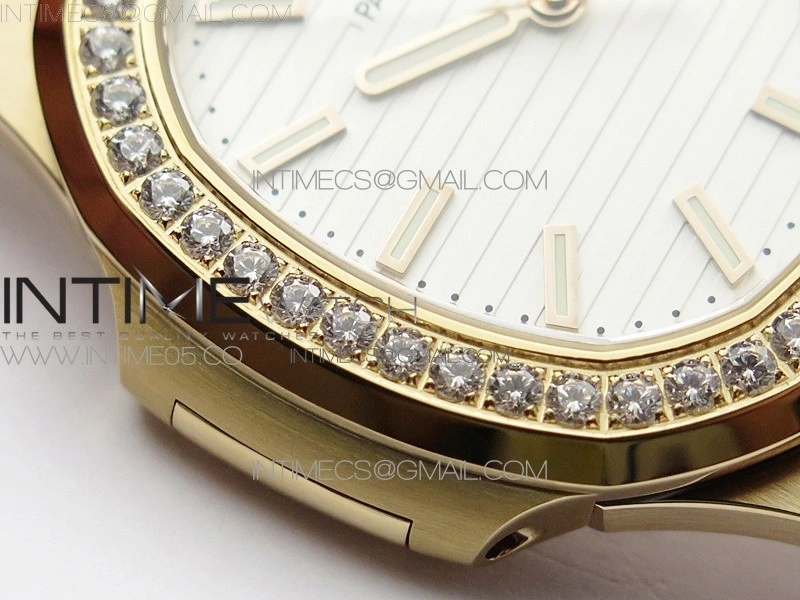 Nautilus 5711 1R Crystal Bezel PPF V4 1:1 Best Edition White Textured Dial on RG Bracelet 324CS