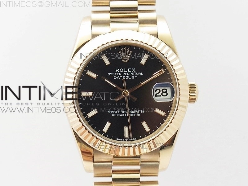 Datejust 31mm 278275 RG BP Best Edition Black Sticks Markers Dial on RG President Bracelet