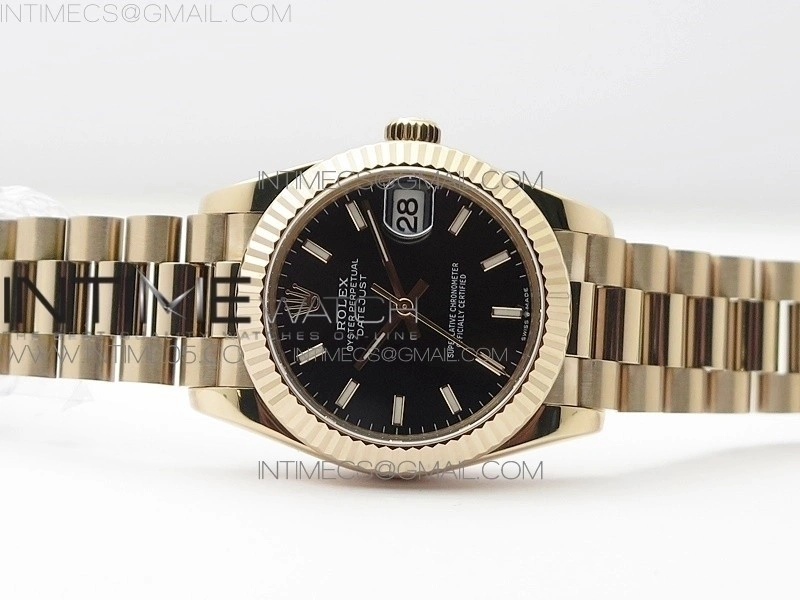 Datejust 31mm 278275 RG BP Best Edition Black Sticks Markers Dial on RG President Bracelet