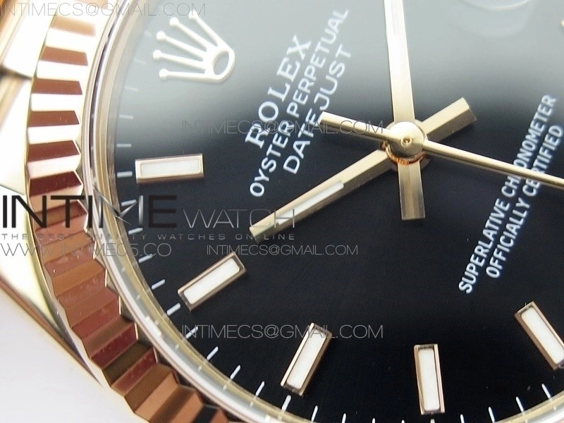 Datejust 31mm 278275 RG BP Best Edition Black Sticks Markers Dial on RG President Bracelet