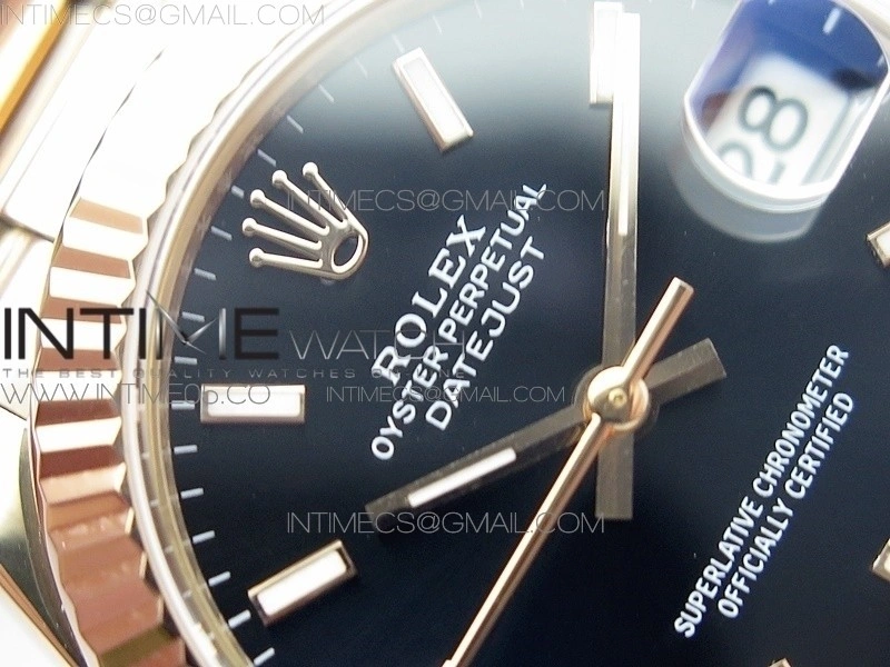 Datejust 31mm 278275 RG BP Best Edition Black Sticks Markers Dial on RG President Bracelet