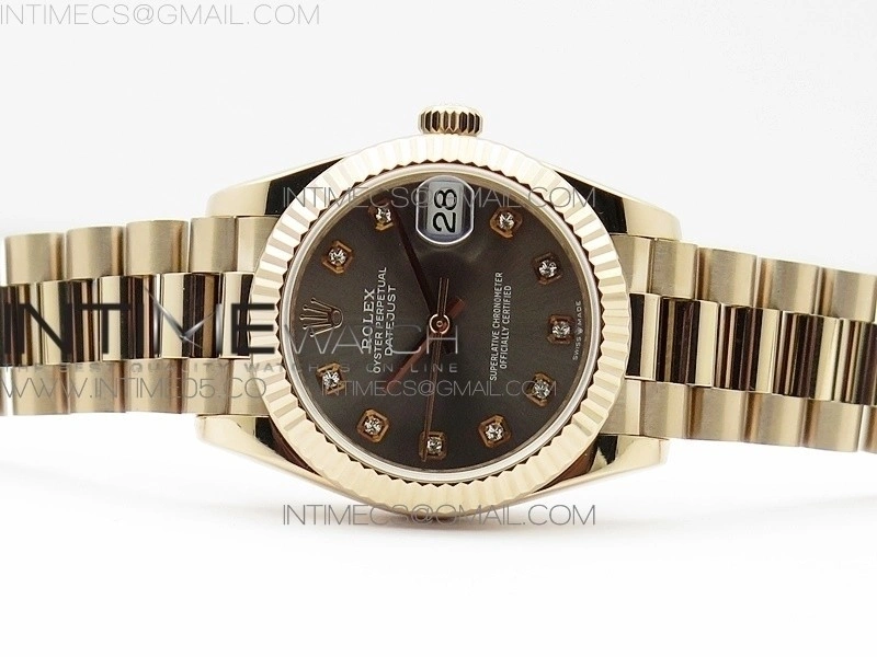 Datejust 31mm 278275 RG BP Best Edition Gray Crystal Markers Dial on RG President Bracelet