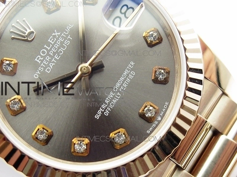 Datejust 31mm 278275 RG BP Best Edition Gray Crystal Markers Dial on RG President Bracelet