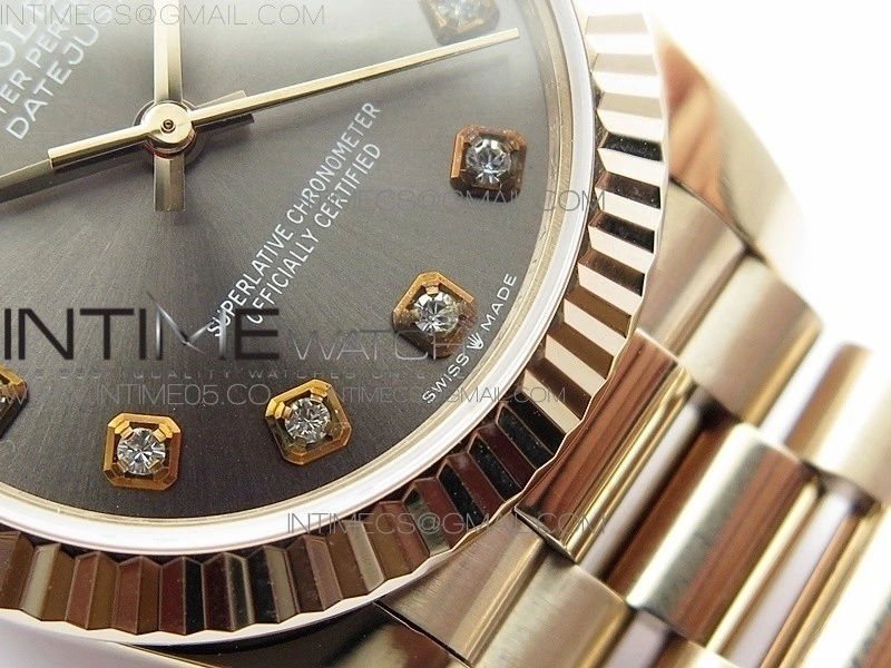 Datejust 31mm 278275 RG BP Best Edition Gray Crystal Markers Dial on RG President Bracelet