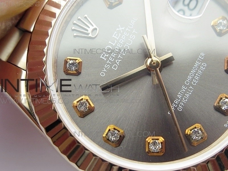 Datejust 31mm 278275 RG BP Best Edition Gray Crystal Markers Dial on RG President Bracelet