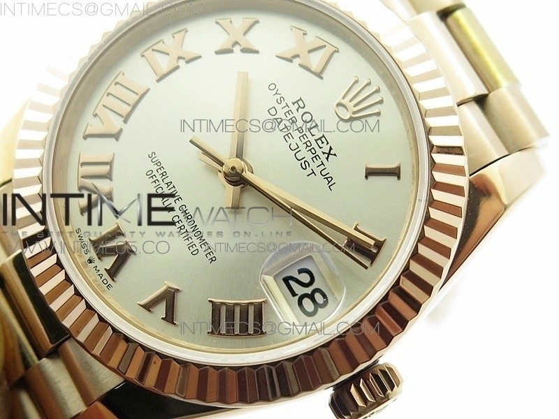 Datejust 31mm 278275 RG BP Best Edition Silver Roman Markers Dial on RG President Bracelet