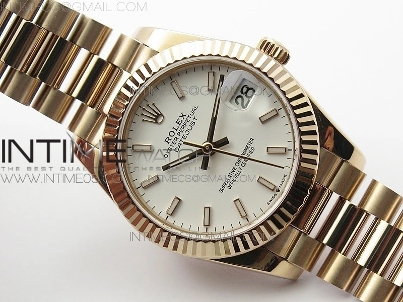 Datejust 31mm 278275 RG BP Best Edition White Sticks Markers Dial on RG President Bracelet