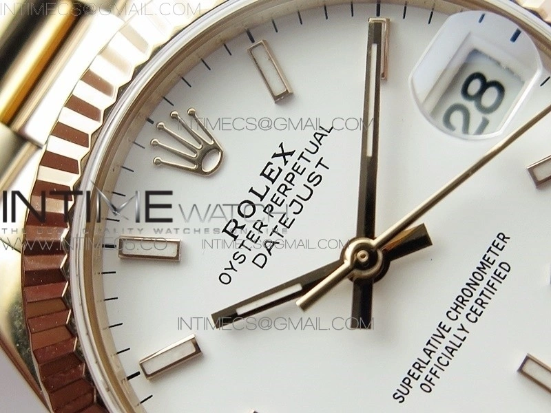 Datejust 31mm 278275 RG BP Best Edition White Sticks Markers Dial on RG President Bracelet