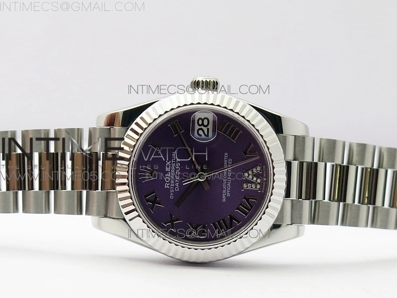 Datejust 31mm 278275 SS BP Best Edition Purple Roman Markers Dial on SS President Bracelet