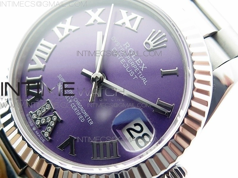 Datejust 31mm 278275 SS BP Best Edition Purple Roman Markers Dial on SS President Bracelet