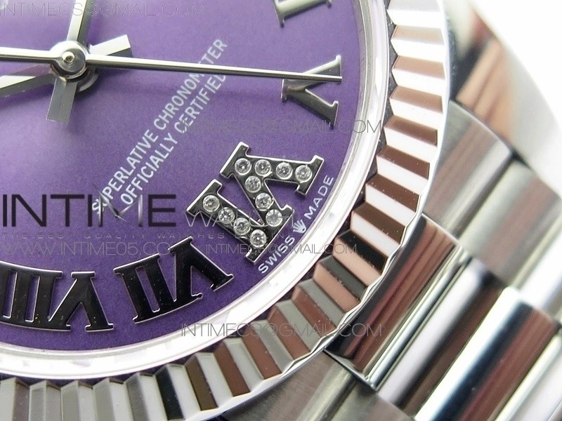 Datejust 31mm 278275 SS BP Best Edition Purple Roman Markers Dial on SS President Bracelet