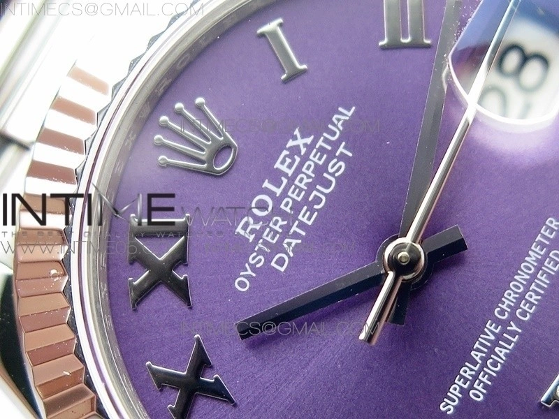 Datejust 31mm 278275 SS BP Best Edition Purple Roman Markers Dial on SS President Bracelet