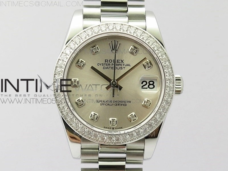 Datejust 31mm 278275 SS Crystal bezel BP Best Edition Silver Dial on SS President Bracelet