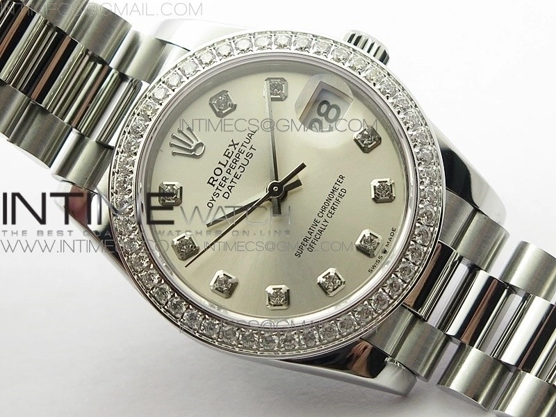 Datejust 31mm 278275 SS Crystal bezel BP Best Edition Silver Dial on SS President Bracelet