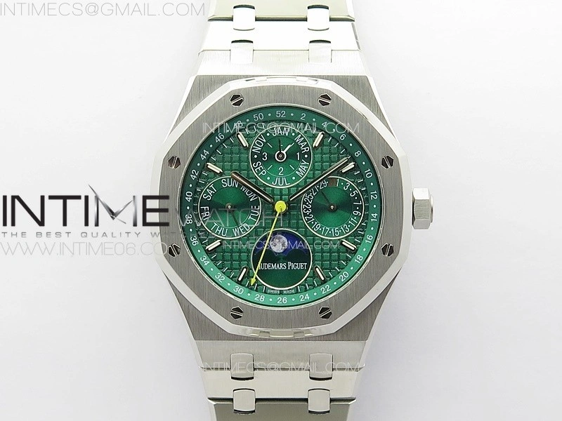 Royal Oak 41mm Complicated 26574 SS APSF 1:1 Best Edition Green Dial on SS Bracelet A5134 V2
