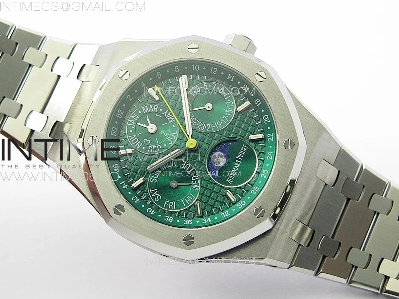Royal Oak 41mm Complicated 26574 SS APSF 1:1 Best Edition Green Dial on SS Bracelet A5134 V2