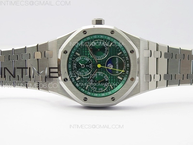 Royal Oak 41mm Complicated 26574 SS APSF 1:1 Best Edition Green Dial on SS Bracelet A5134 V2