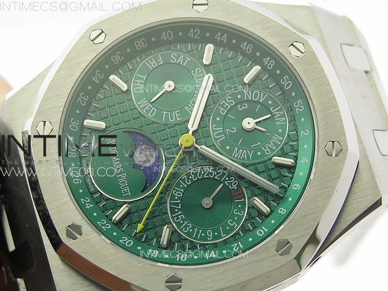Royal Oak 41mm Complicated 26574 SS APSF 1:1 Best Edition Green Dial on SS Bracelet A5134 V2