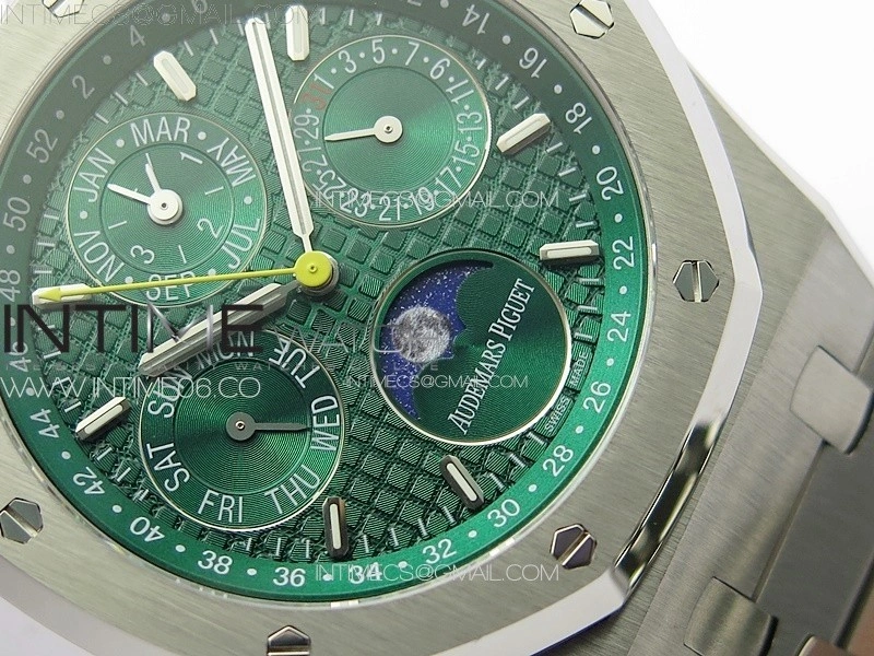 Royal Oak 41mm Complicated 26574 SS APSF 1:1 Best Edition Green Dial on SS Bracelet A5134 V2