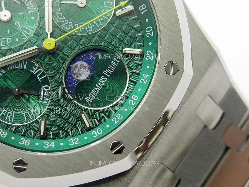 Royal Oak 41mm Complicated 26574 SS APSF 1:1 Best Edition Green Dial on SS Bracelet A5134 V2