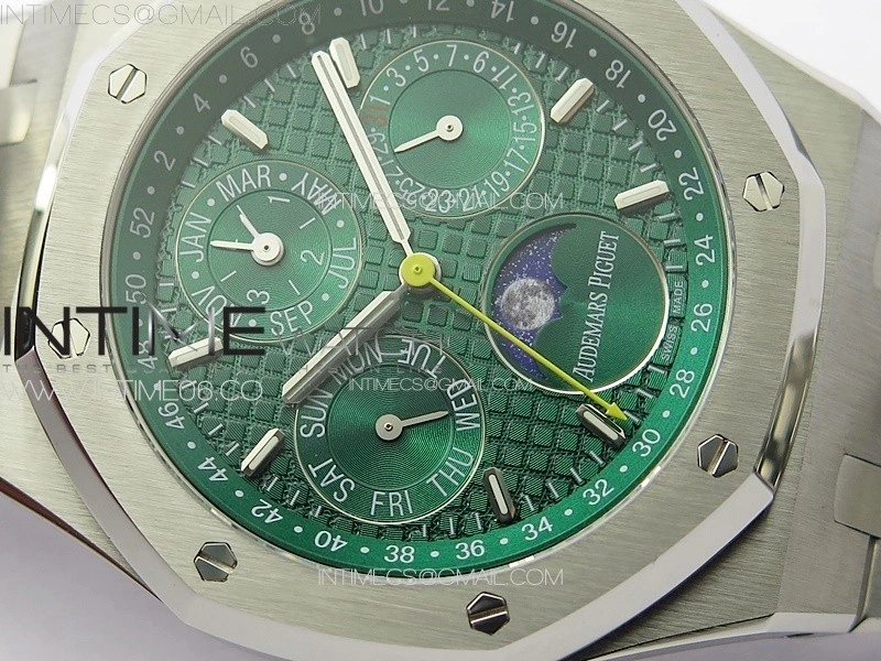 Royal Oak 41mm Complicated 26574 SS APSF 1:1 Best Edition Green Dial on SS Bracelet A5134 V2