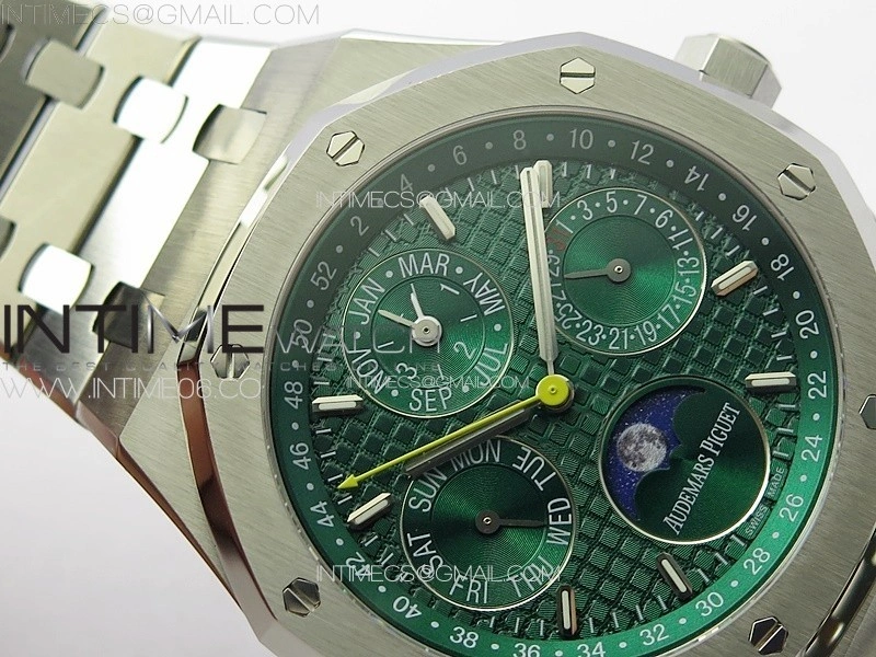 Royal Oak 41mm Complicated 26574 SS APSF 1:1 Best Edition Green Dial on SS Bracelet A5134 V2