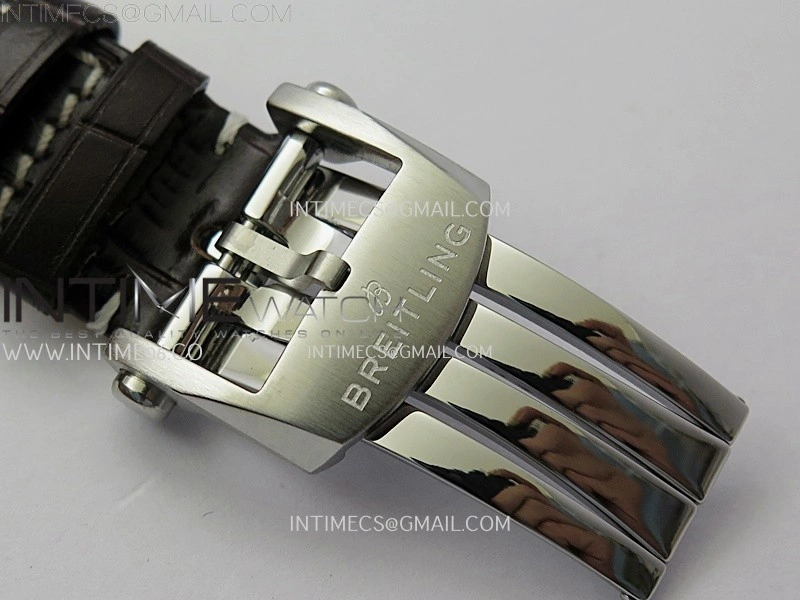 Navitimer 41mm GMT SS BLSF 1:1 Best Edition Champagne Gold Dial on Brown Leather Strap A2836