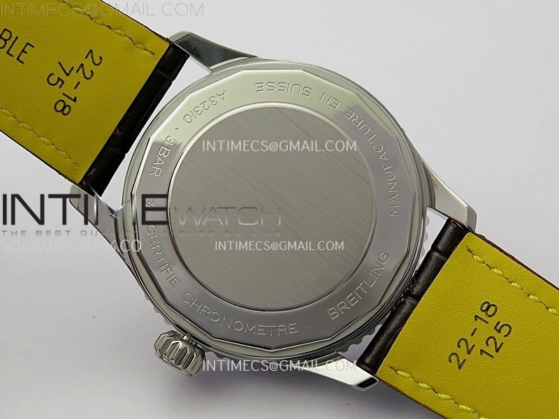 Navitimer 41mm GMT SS BLSF 1:1 Best Edition Champagne Gold Dial on Brown Leather Strap A2836