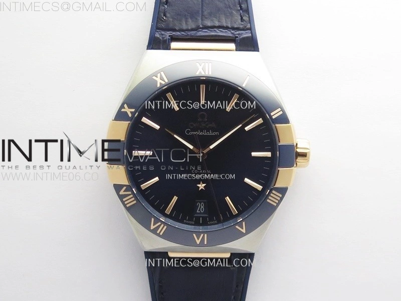 Constellation 41mm RG Blue Ceramic Bezel VSF 1:1 Best Edition Blue Dial on Blue Gummy Strap A8900