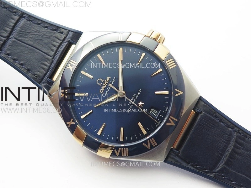Constellation 41mm RG Blue Ceramic Bezel VSF 1:1 Best Edition Blue Dial on Blue Gummy Strap A8900