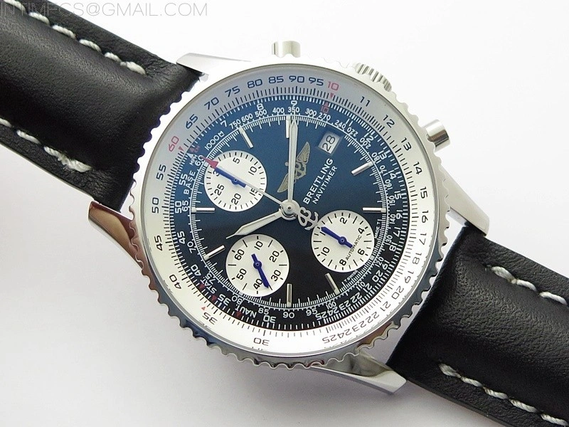 Navitimer 41mm SS B50 Best Edition SS Black Dial Stick Markers on Black Leather Strap A7750