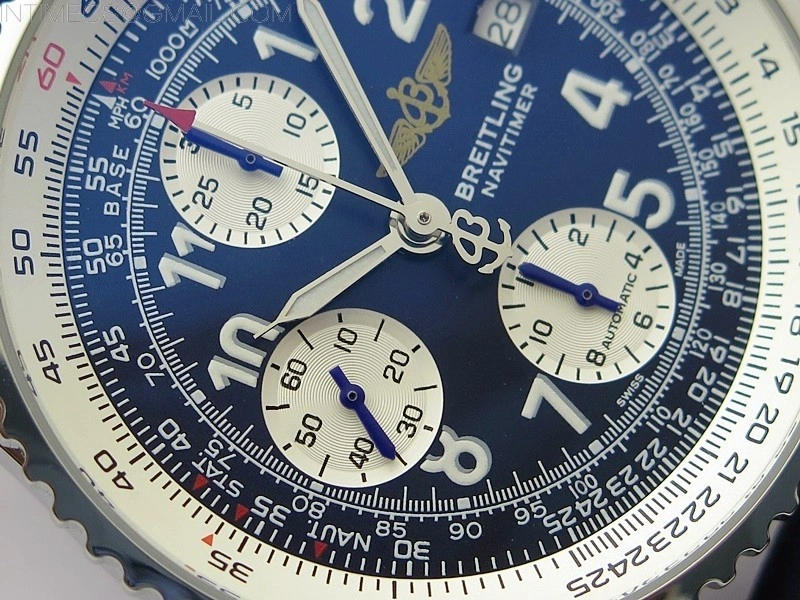 Navitimer 41mm SS B50 Best Edition SS Blue Dial Numeral Markers on Blue Leather Strap A7750