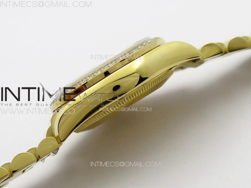 DateJust 31mm YG APSF Best Edition Green Flowers Crystals Dial on President Bracelet A2824