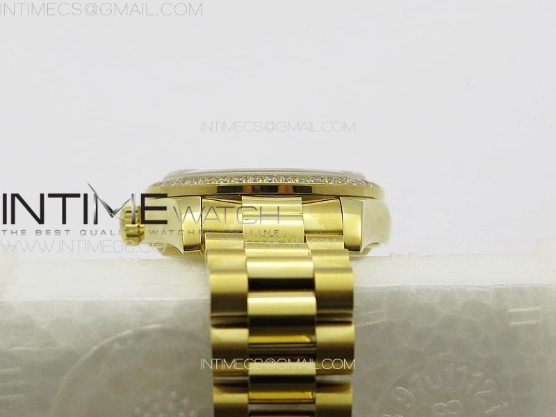 DateJust 31mm YG APSF Best Edition Green Flowers Crystals Dial on President Bracelet A2824