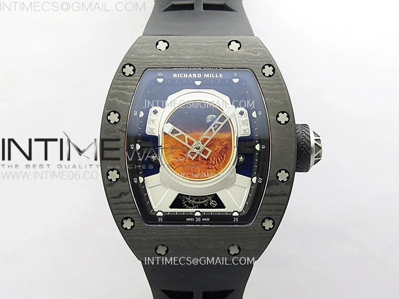 RM052-05 Carbon Case YSF Best Edition Skeleton Dial on Black Rubber Strap Tourbillon