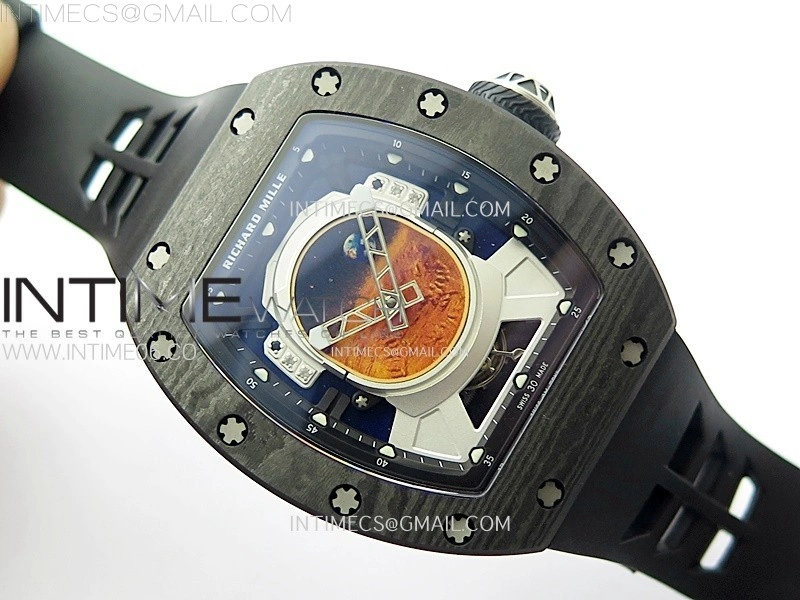 RM052-05 Carbon Case YSF Best Edition Skeleton Dial on Black Rubber Strap Tourbillon
