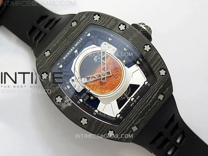 RM052-05 Carbon Case YSF Best Edition Skeleton Dial on Black Rubber Strap Tourbillon