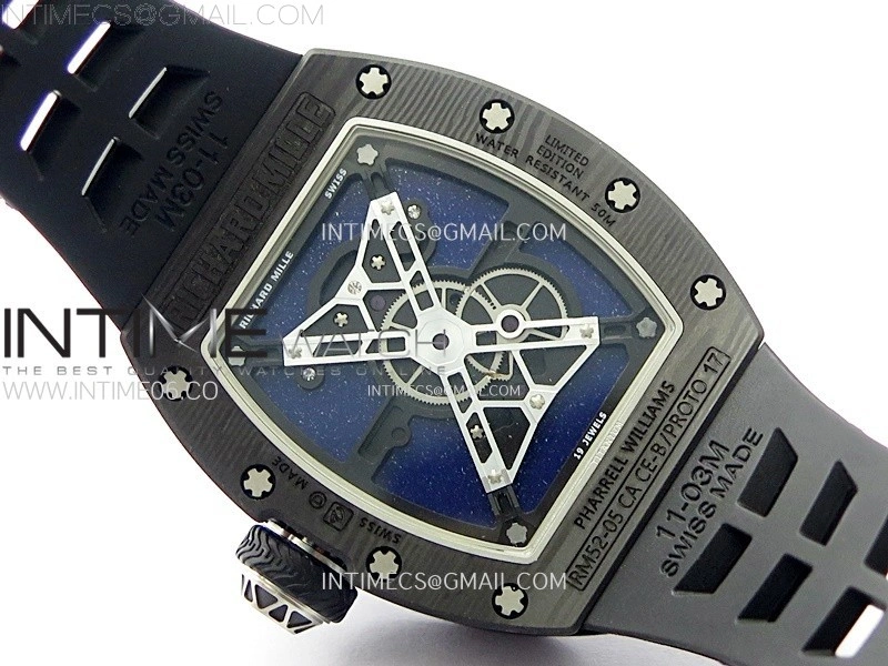RM052-05 Carbon Case YSF Best Edition Skeleton Dial on Black Rubber Strap Tourbillon